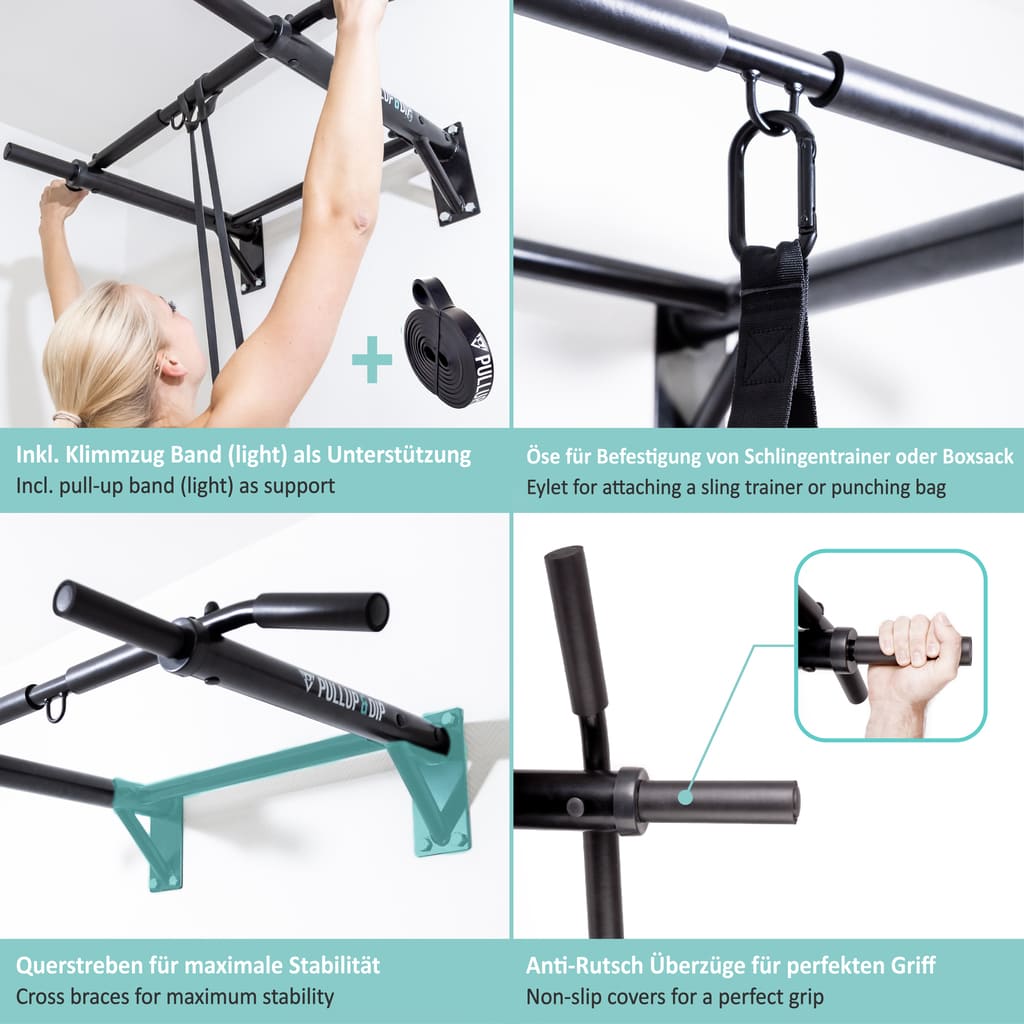 Wall Mounted Pull Up Bar incl. Pull Up Band And Screws