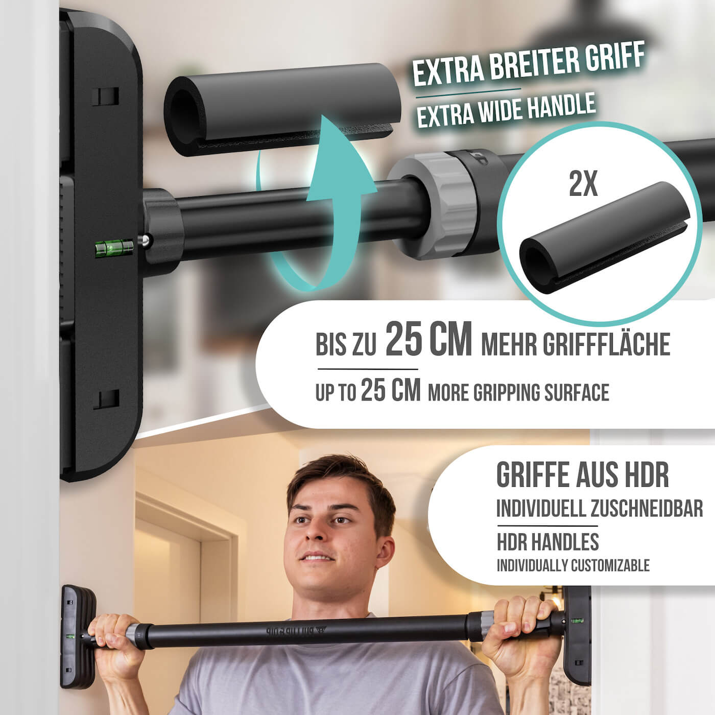 Door Pull-up Bar Bundle with 3 Pull-up Bands and 3 Training Guides (English)