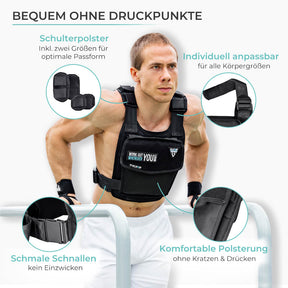 Pullup & Dip Weight Vest With Weights Adjustable up to 15kg