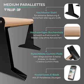 [B-Good] Wooden Parallettes With Ergonomic Wooden Handle - Low Or Medium Version